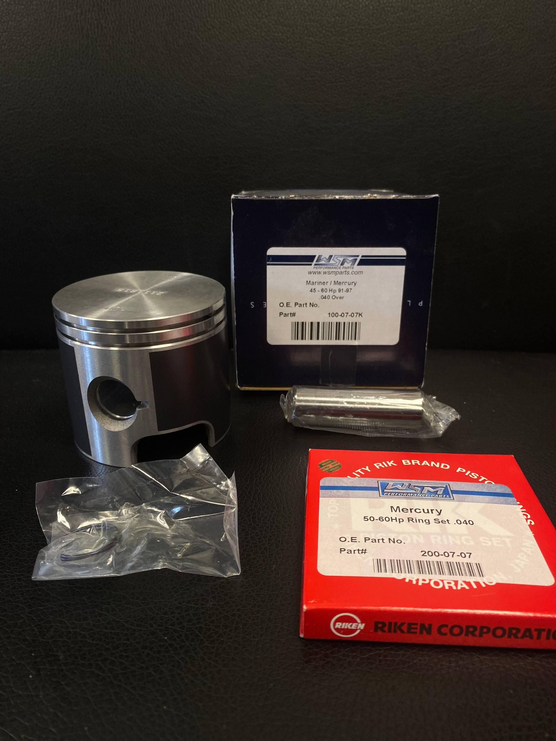 Поршневой комплект WSM на Mercury 30-60 HP (+1 мм) 100-07-07K