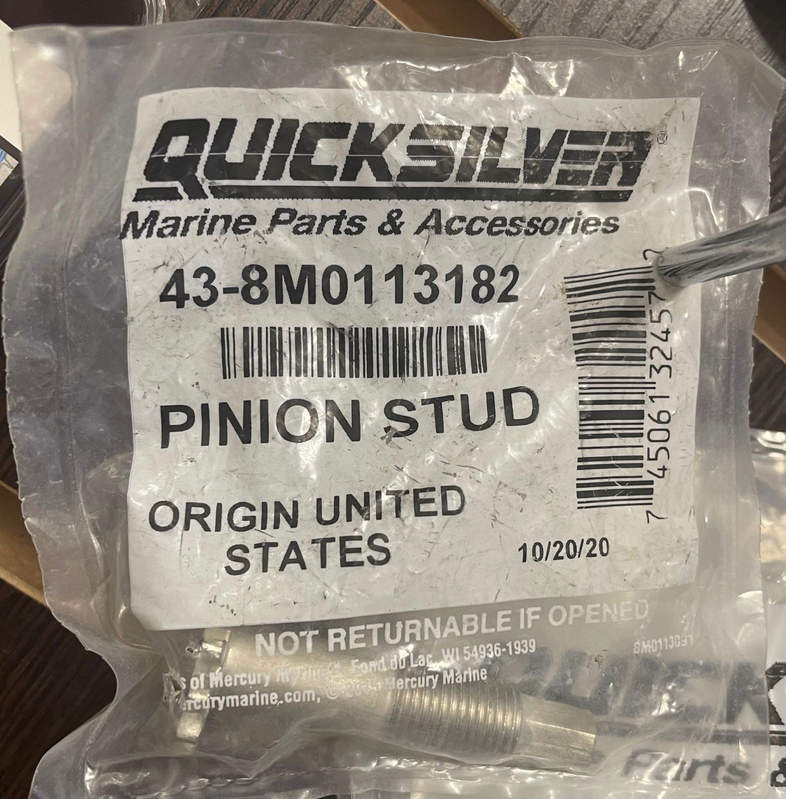 Болт регулировочный Mercruiser (PINION STUD) 8M0113182