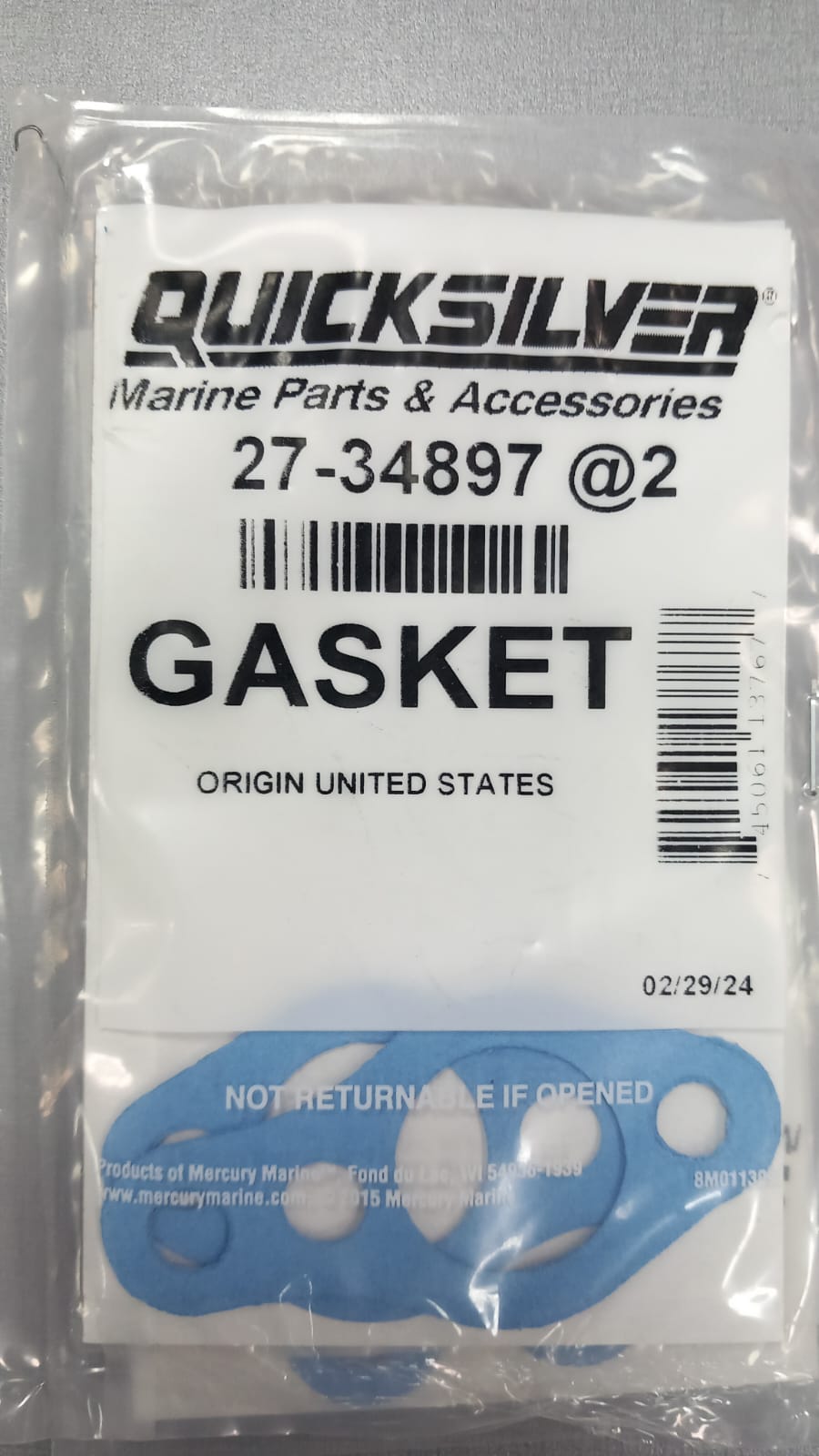 Прокладка водяной помпы Mercruiser 4.3/5.0/5.7/6.2L (Quicksilver)