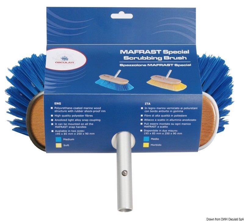 Щетка MAFRAST Special средней жесткости из полиэстера 250 x 90 мм синяя, Osculati 36.634.05